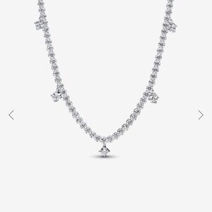 NWOT Pandora sparkling drop tennis necklace